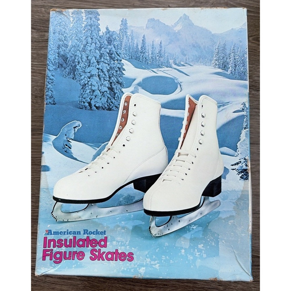 Vintage 80s 90s Ladies Figure Ice Skates American Rocket Women 9 Olympic Skater